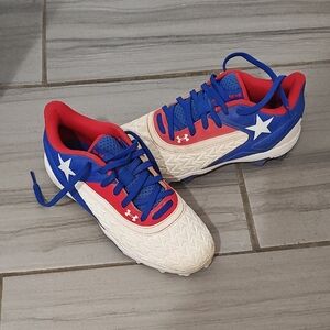 Under Armour Kids' White and Blue Sneakers